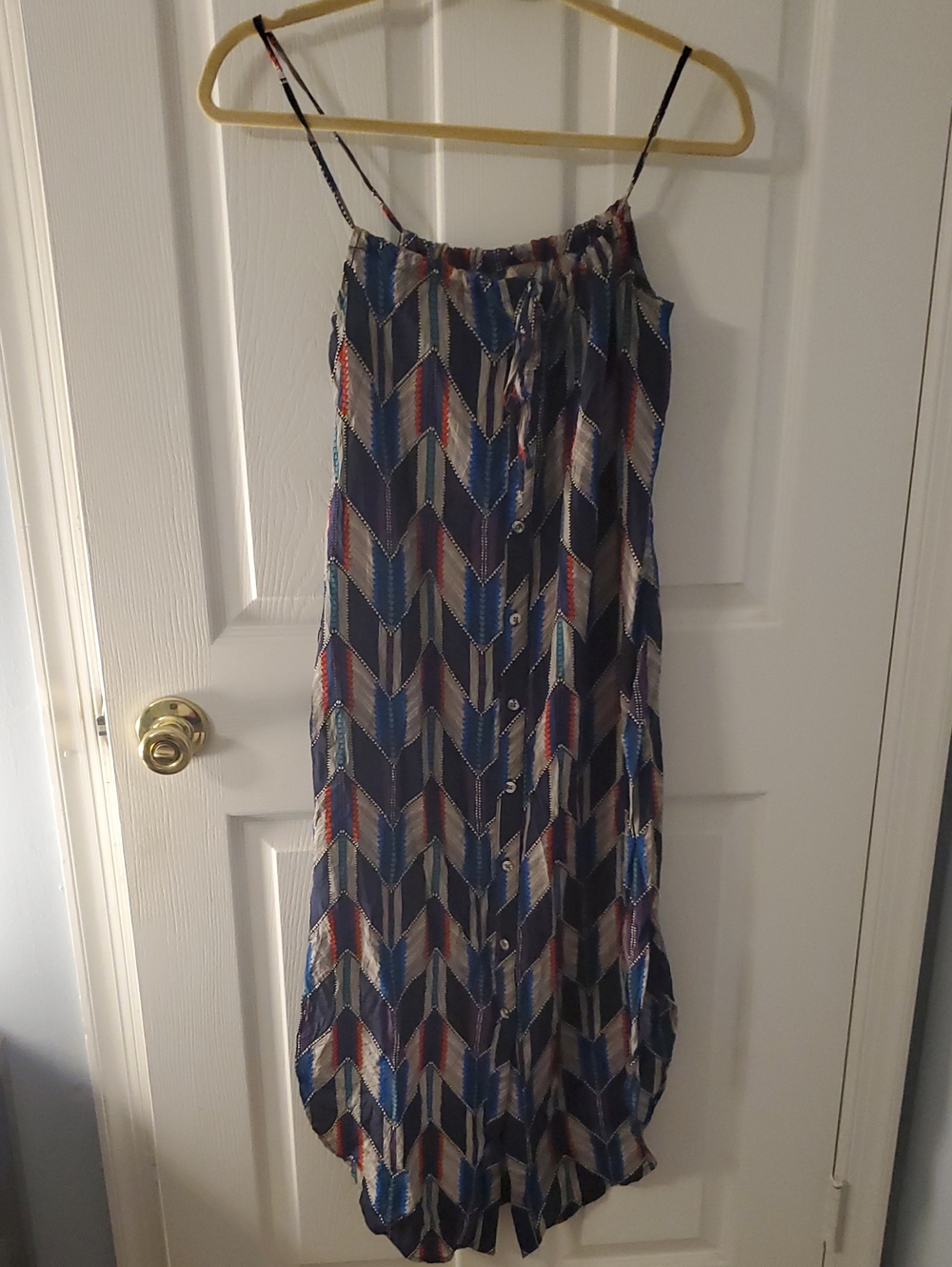 Mara Hoffman Navy, Blue, Cream & Rust Geometric Sleeveless Dress